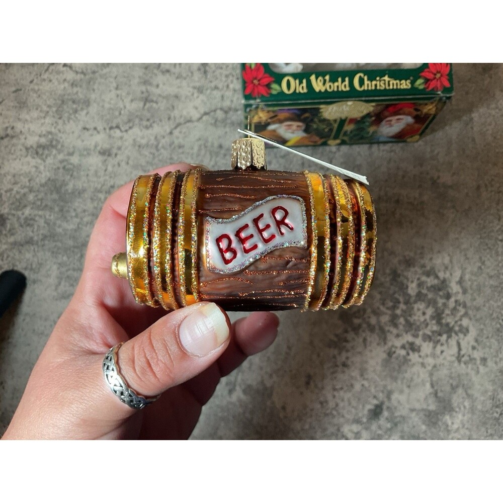 Old World Christmas | Beer Keg Ornament New 32064 Rare Gold Luck Barrel Ale US